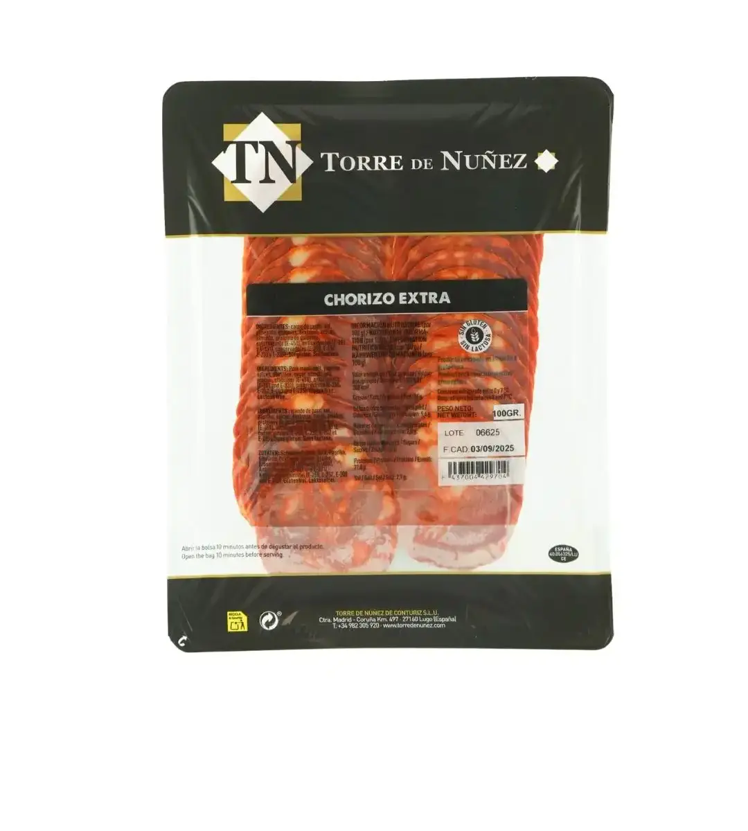 Torre de Nunez Chorizo Loncheado 100g Pack
